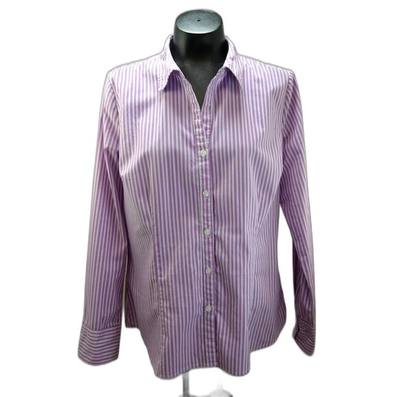 Willow Bay Lavender White Blue Striped Button-Front Shirt - Women's L 14-16 - Picture 2 of 6